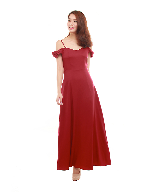 Ophelia Maxi Dress in Dark Red